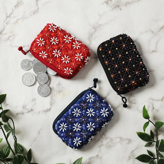 Handcrafted Beaded Batik Coin Pouch