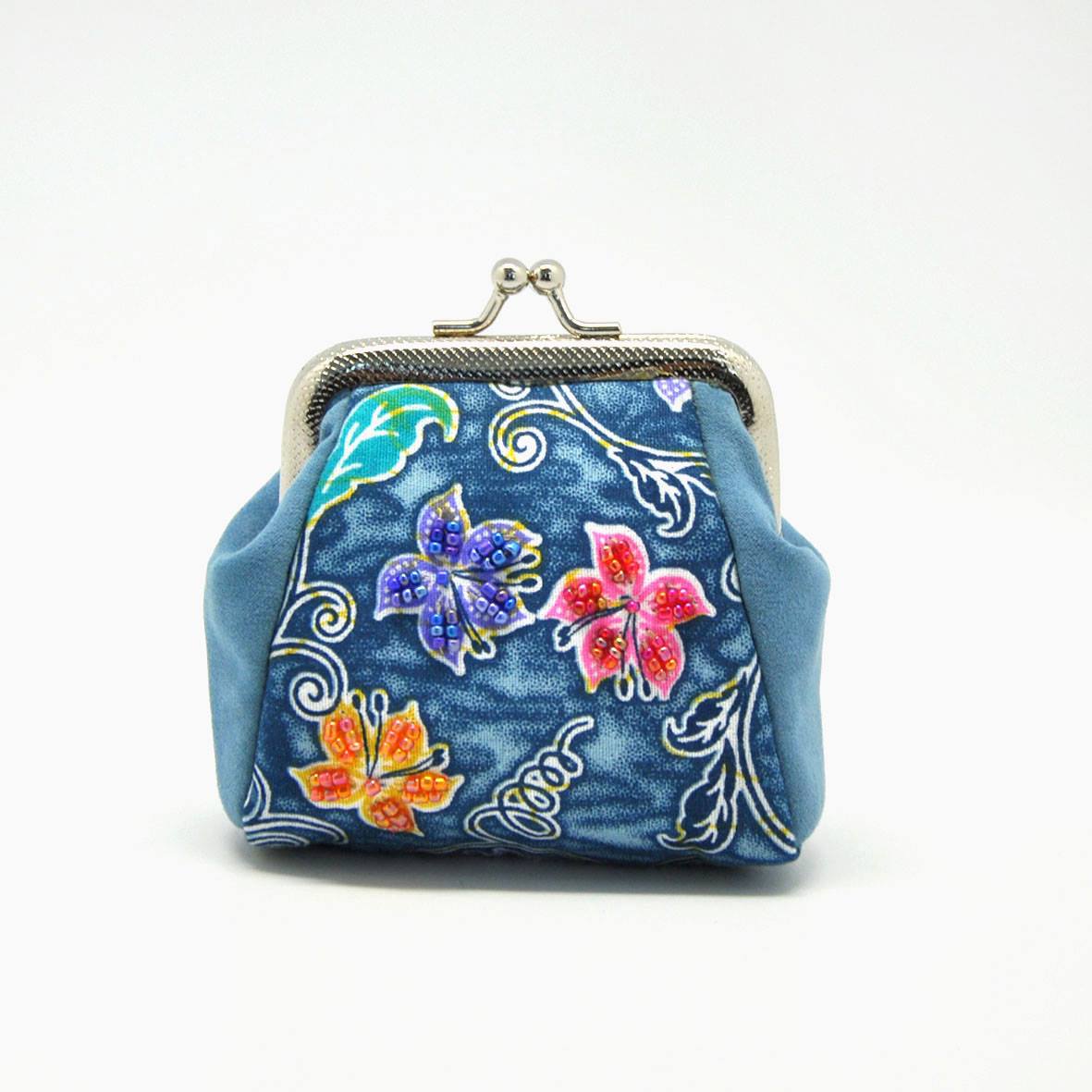Batik Coin Purse Blue Floral